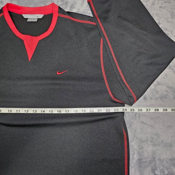 Y2K Nike Long Sleeve Shirt Embroidered Swoosh Red stitching design Men's XL - Picture 8 of 11